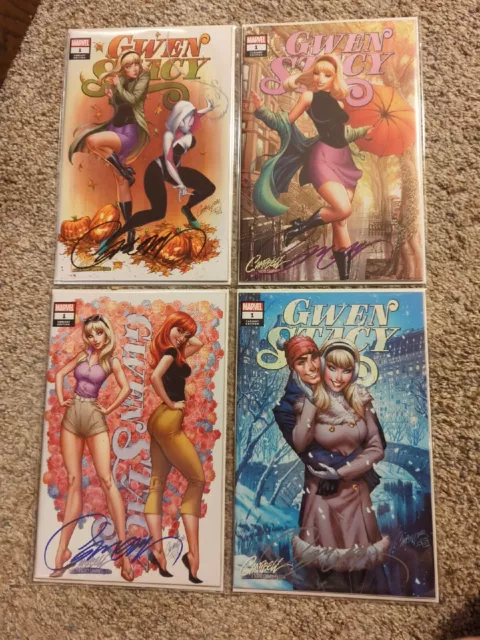 Gwen Stacy Marvel Variant Edition 1 Signed J Scott Campbell Sealed Set With...