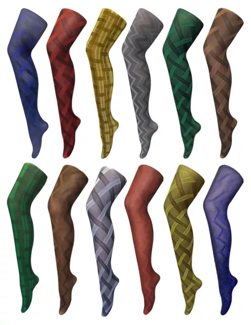 Womens 80 Denier Plus Size Thick Colourful Patterned Opaque Winter Tights - XL
