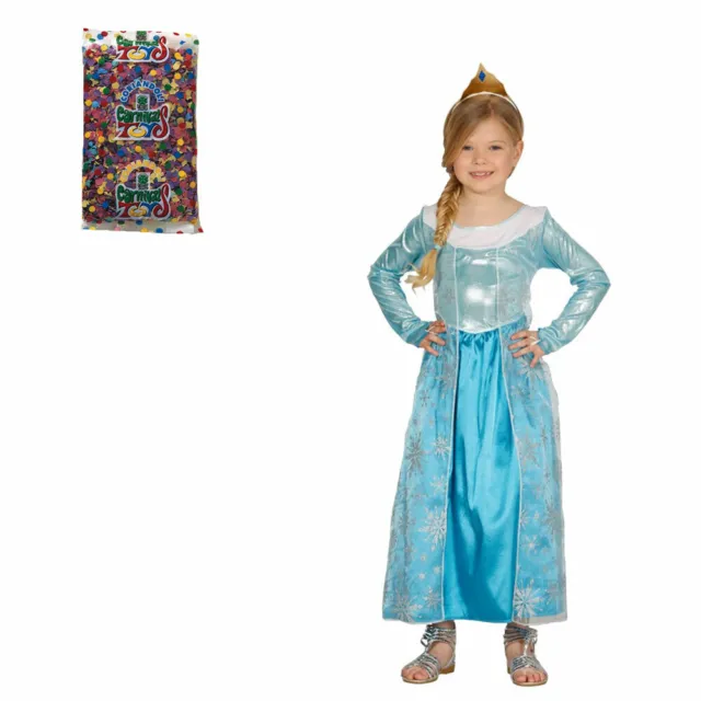 Guirca Costume da Principessa del Ghiaccio Elsa Frozen Vestito Carnevale Bambina