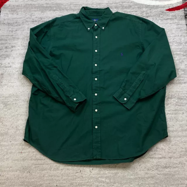 Polo Ralph Lauren Button Up Shirt 2XB 2XL XXL 2X Big Green Purple Pony Outdoors