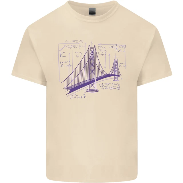 T-shirt Avec équations Mathématiques - Design Pont Et Formules - Coton, Coupe Classique - Pour étudiants, Ingénieurs, Geeks De Maths