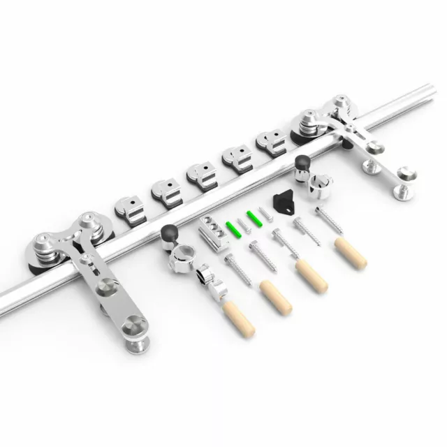 4FT-16FT Stainless Steel Sliding Barn Door Hardware Kit Track Closet Y Roller
