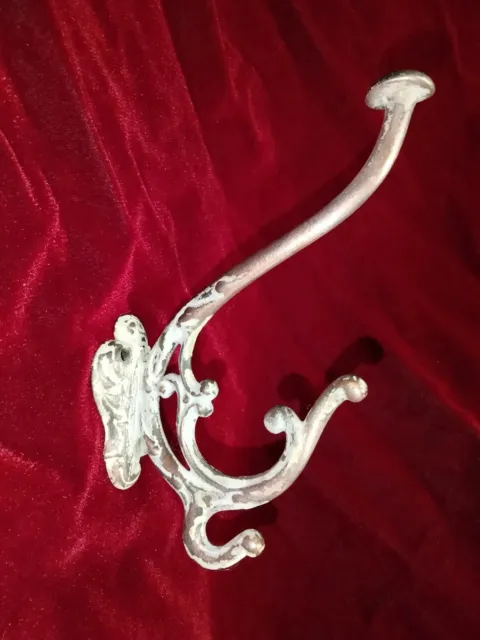 Antique cast iron metal coat hook, 3 hooks in one, needs refinishing