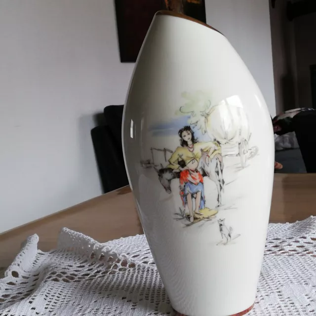 VINTAGE ALKA KUNST BAVARIA PORZELLAN VASE PUßTA 50er JAHRE ROCKABILLY H: 25,5cm