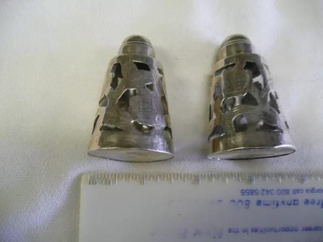 Vintage Sterling Silver Hecho En Mexico -Silver  Over Glass Salt Pepper Shakers