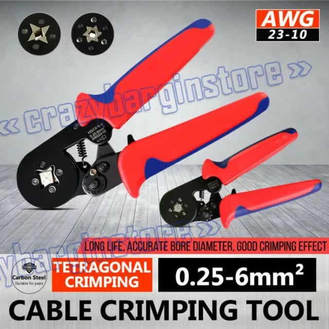 0.25-6mm² Ratchet Bootlace Ferrule Crimper Crimping Crimp Tool Pliers Wire End