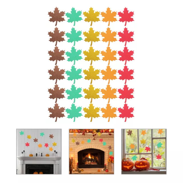 30 piezas escote de hojas de otoño, hoja de papel brillante, recortes de papel,