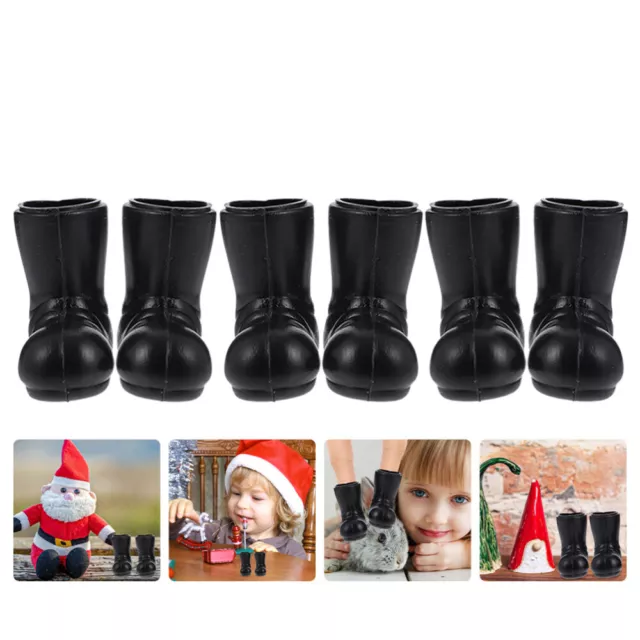 3 Pairs Dollhouse Miniature Santa Boots Tiny Small Gnomes Shoes Decorate