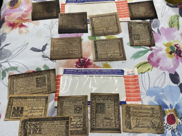 Colonial and Revolutionary Currency Set A and B Reproduction Paper Money