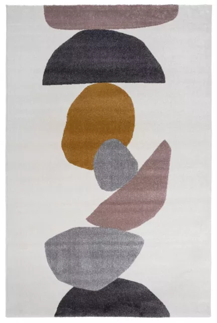Cynthia Rose Gold Abstract Stones Mid-Century Modern Rug - 3 Sizes