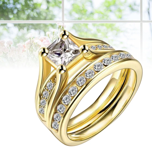 Crystal Promise Couple Ring Cubic Rhinestone Rings European and American