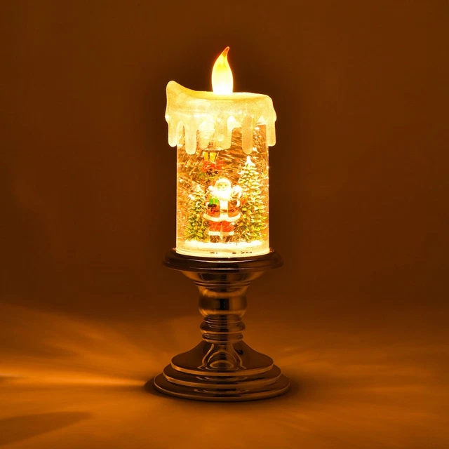 Francfranc Natale Neve Globo Candela Babbo L Argento Decorazione Natalizia Nuovo