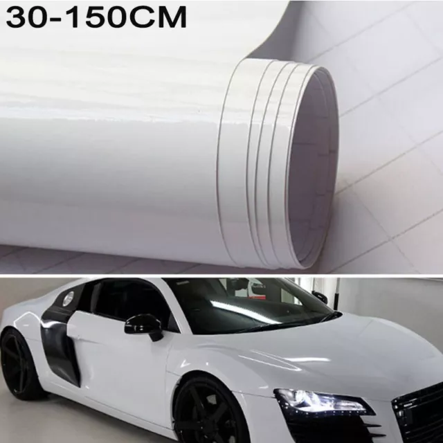 30 * 150CM Car Gloss White Vinyl Film Wrap Sticker Decal Air Bubble Free 2