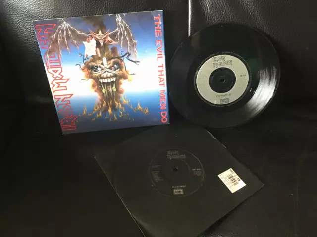 Iron Maiden  lot 7" x2 Aces High Vinyl  Single EMI Records 1984 Evil That Men do