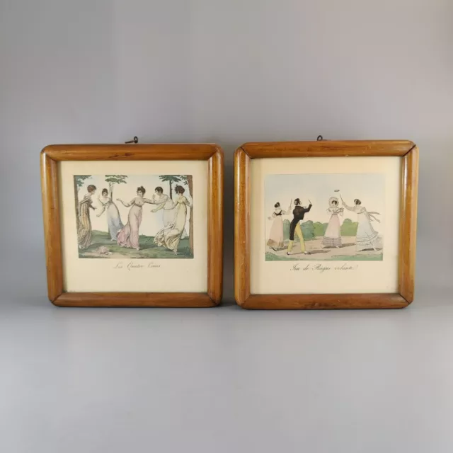 Hand Colored Etching (Set of 2) Le Bon Genre 19th C. 1800s Antique French Art
