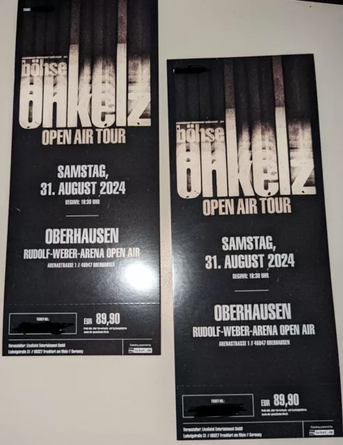 2x Böhse Onkelz Tickets Oberhausen 31.08.2024