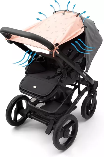 Dooky universal sun shade for Infant carriers & strollers Pink Origami Swallows