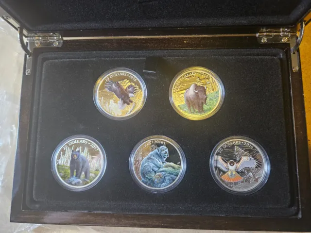 2016 5 coin set RCM 1oz silver coins majestic animals in a custom case with COA