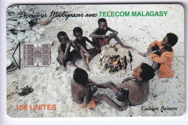 Afrique Telecarte / Phonecard .. Madagascar 150U Sc7 Feu Poisson 8°Nb Chip/Puce