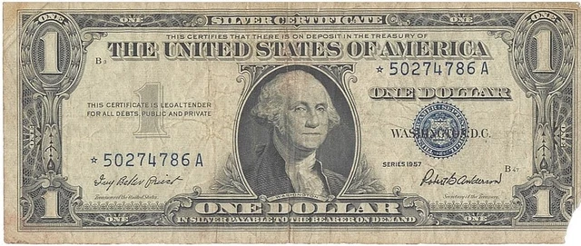 Series 1957~ $1.00~ One Dollar Silver Certificate***STAR NOTE*** w/ Errors