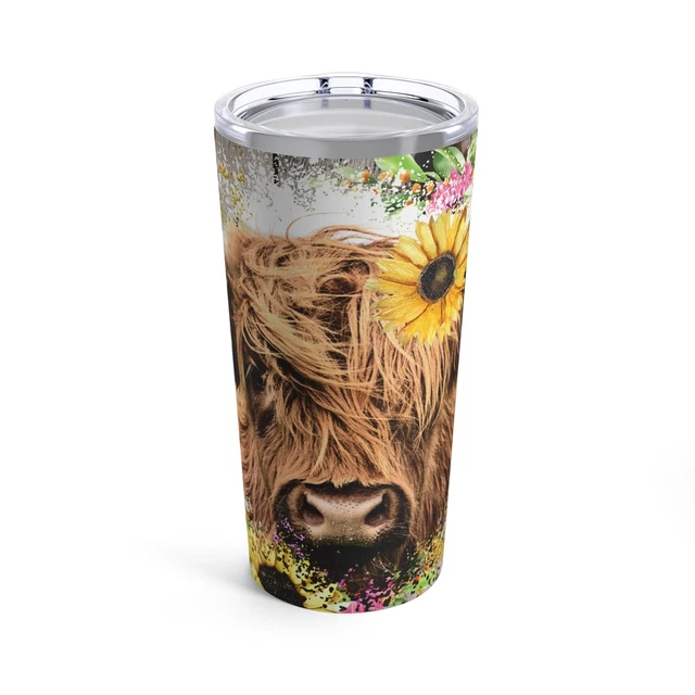 Highland Cow Sunflower Tumbler 20oz