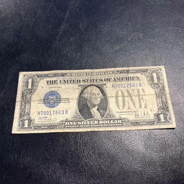 1928 One Dollar Bill •Silver Certificate $1 Note • Funny Back • H70017503B