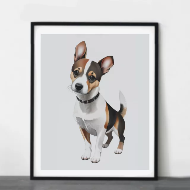 Jack Russell Puppy Dog Portrait Print for Dog Lovers, Home Wall Decor (08)