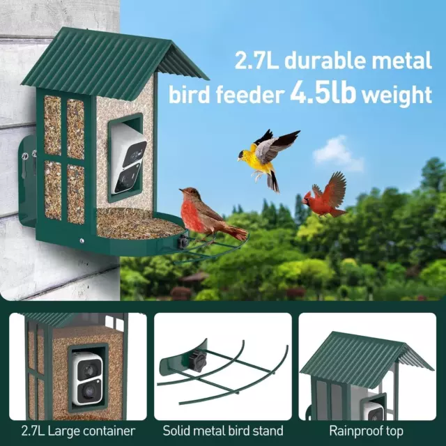 SOLIOM BF08- Smart Bird Feeder Camera with AI Identify Bird Species, Wild Bird 2