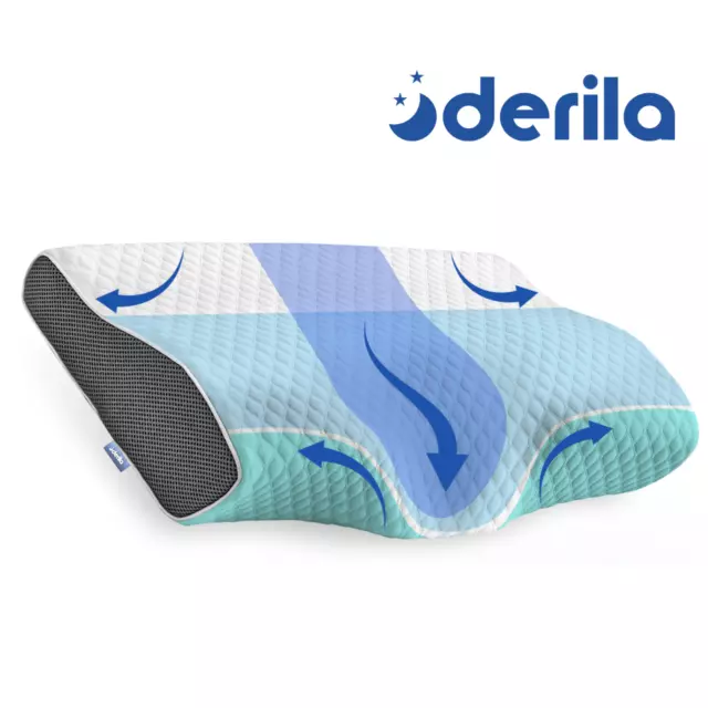 Derila Memory Foam Contour Pillow | Ergonomic Design for Neck Pain, Snoring