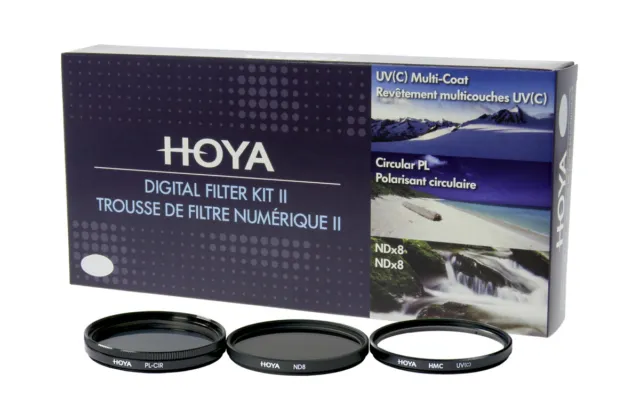Genuine HOYA Digital Filter Kit II 62mm, UV, ND8, CPL, CIR-PL, polarizer, NEW