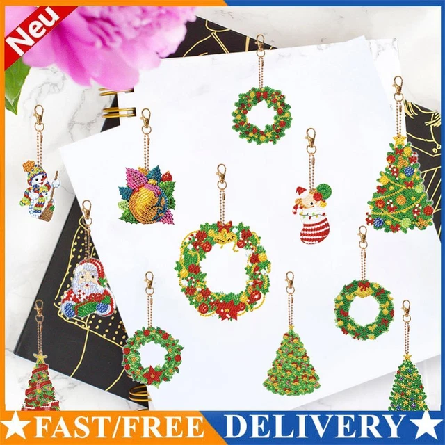 Double Sided Rhinestone Pendant Ornament Xmas Tree Special Shape 6PCS
