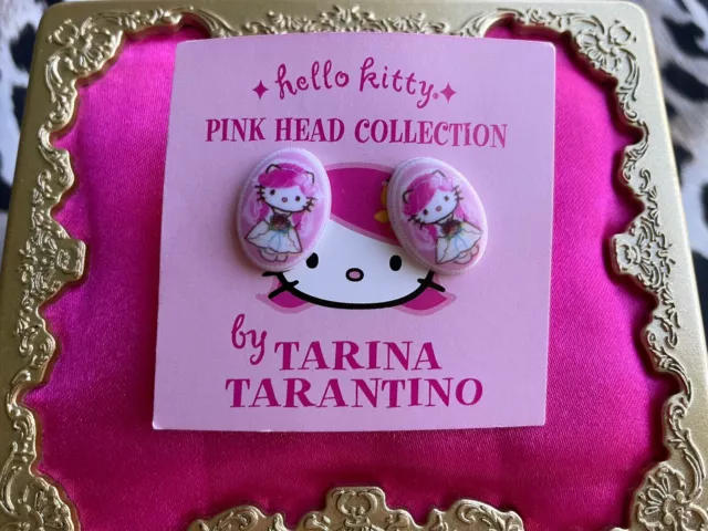 Tarina Tarantino Pink Head Collection Hello Kitty Bride Bridal Cameo Earrings