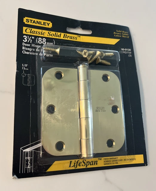 Stanley Hardware Door Hinge 3-1/2" 5/8 Classic  Solid Brass  80-0130