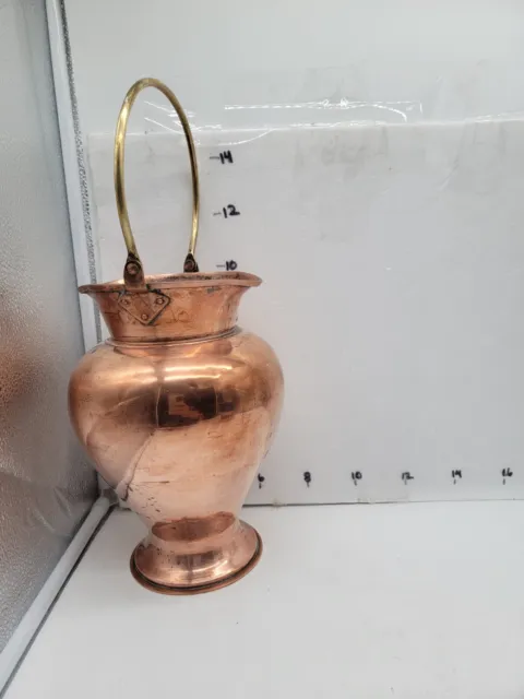 Copper Double Spout Water Pitcher With Handle Primitive 10 x 7