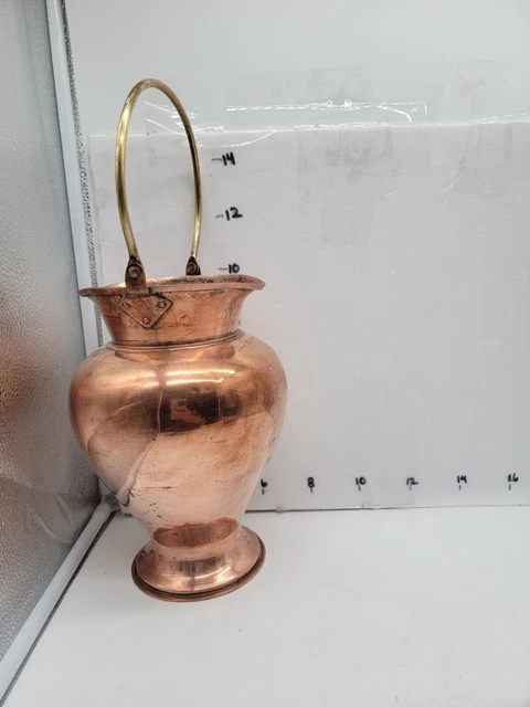 Copper Double Spout Water Pitcher With Handle Primitive 10 x 7