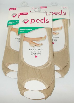 Peds Extreme Low Liner 2 PAIRE côté libre masqué Fit Chaussure Sz 5-10 Neuf Avec Étiquettes Noir 