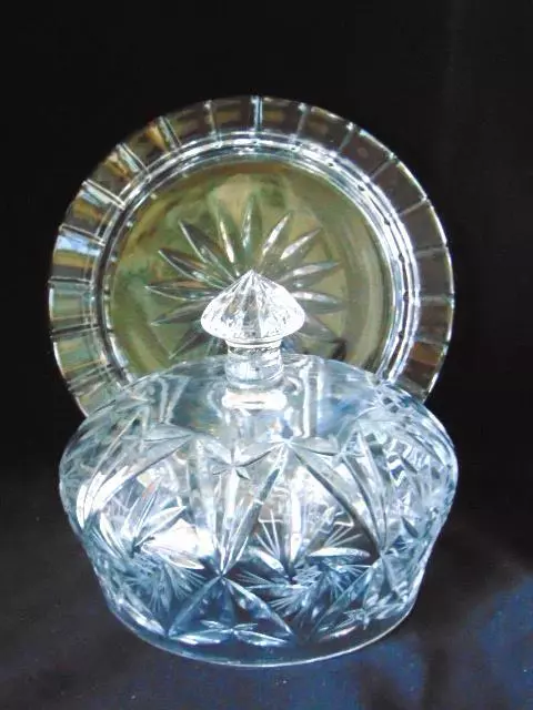 Gorgeous Vintage LEAD CRYSTAL Crown Dome Shape BUTTER Or CHEESE Lidded Dish