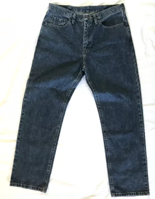 Jeans Wrangler vintage blu medio vita alta dritta, M L, fidanzato 35"" W 32""L