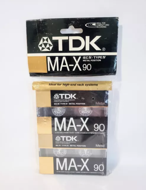 Paquete de 2 cintas de casete en blanco de 90 minutos TDK MA-X IEC IV/TIPO IV posición metálica