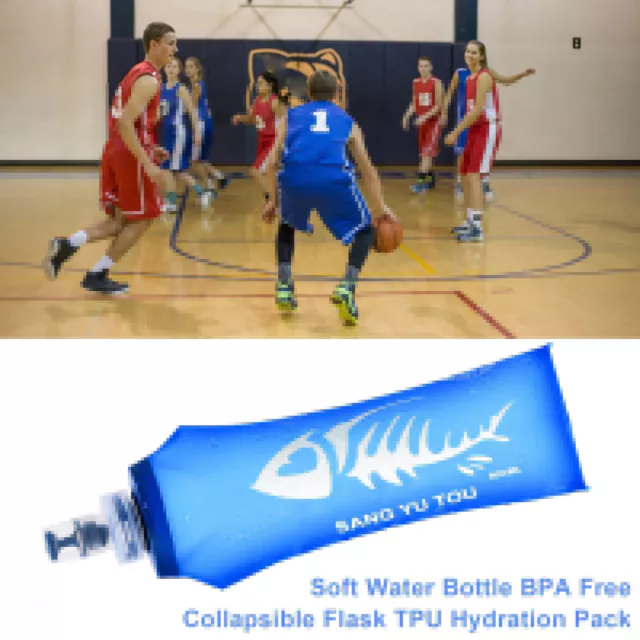 1Pc Sports Water Bottle Blue 9/18 oz Soft TPU Reusable Water Bottles 2