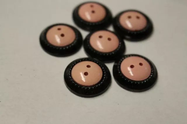 BOUTON ANCIEN  galalithe noire  et bois  rose