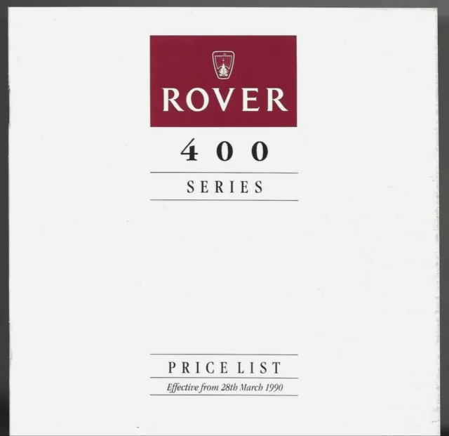 Rover 400-Series Prices & Options 1990 UK Market Brochure 414 416 Si SLi GSi GTi