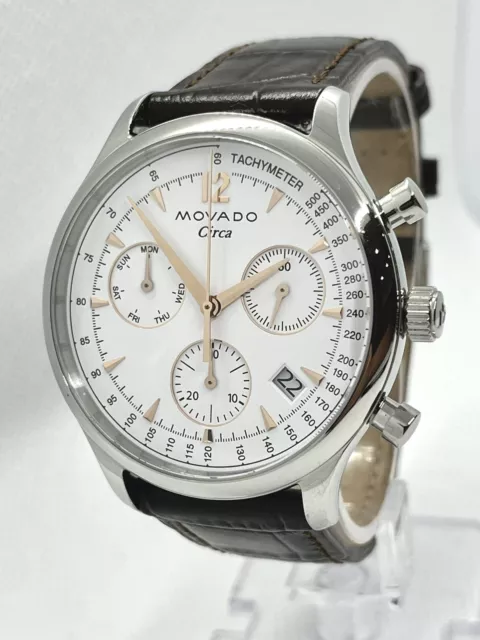 NEW Movado Heritage Series Circa 43mm St Steel Chronograph Men's Watch 3650108