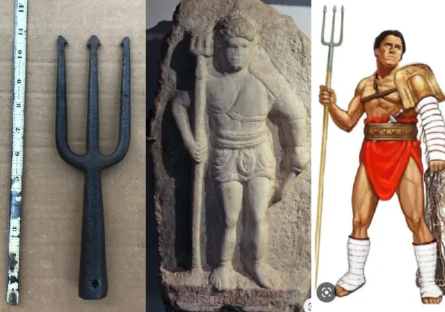 Ancient Roman Retiarius Gladiator Iron Trident Spear Hasta Colosseum Weapon