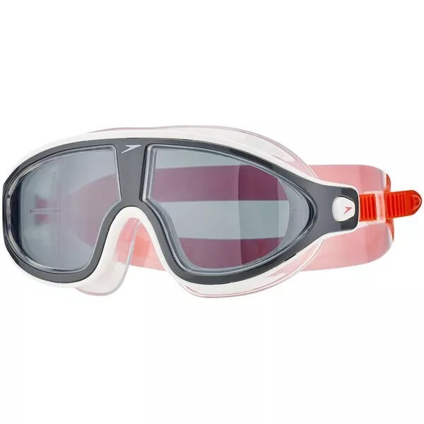 Speedo Rift Swimming Goggles Mask Antifog Ultra Black Red Wide Vision Lens New