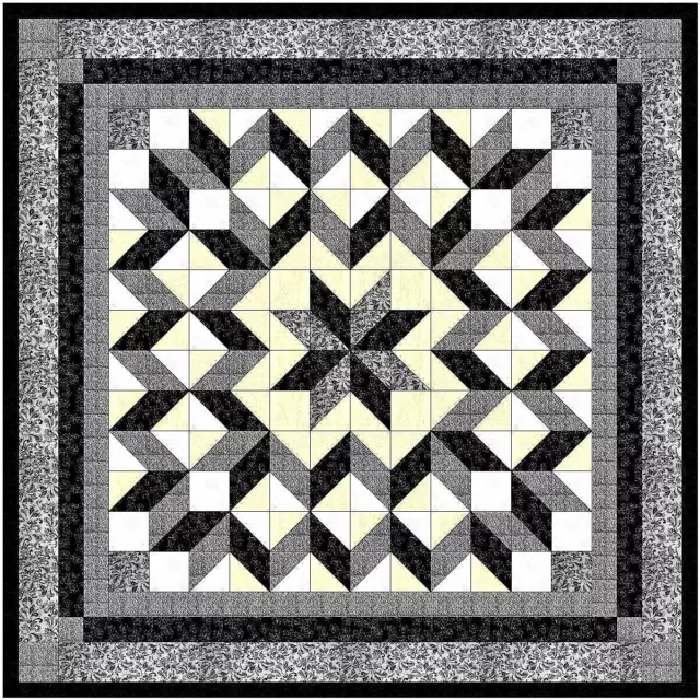 Easy Quilt Kit Galaxy Star Black & White Neutral/Precut & Ready to Sew!