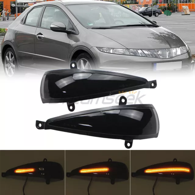 2x Rückspiegel Für Honda Civic MK8 2005-2012 LED Seitenspiegel Spiegel-Blinker