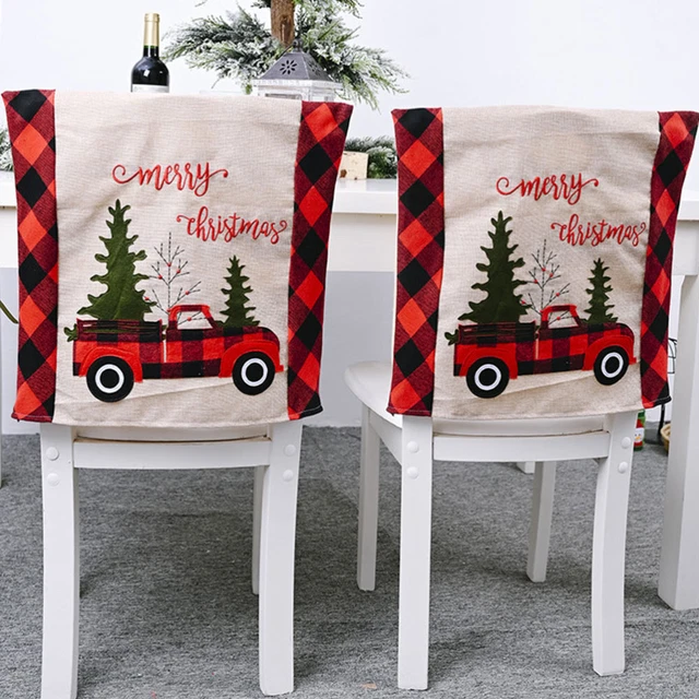 Funda para silla de Navidad adornos rojos decoración coche artículos navideños poliéster rojo