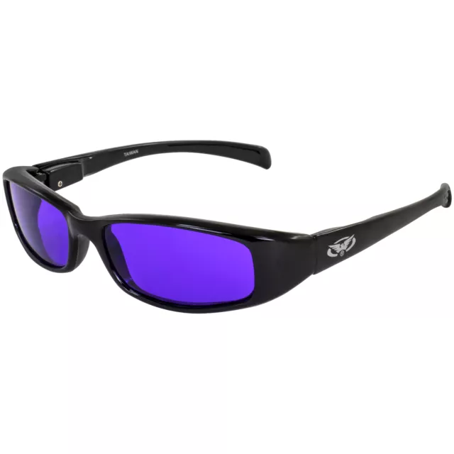 New Attitude Motorcycle Glasses Sunglasses Black Frames Spring Hinge Purple Lens