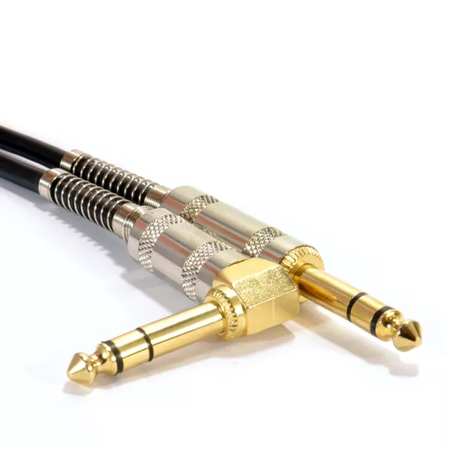 1m GOLD Right Angle Stereo/Balanced Jack 6.35mm Plugs Cable Lead 2